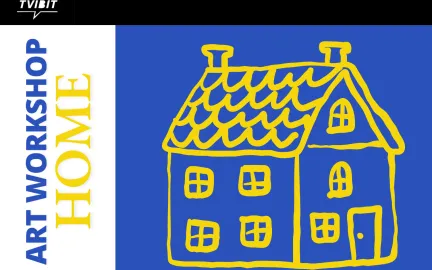 Art workshop, Home. Det er med en illustrasjon av et hus.