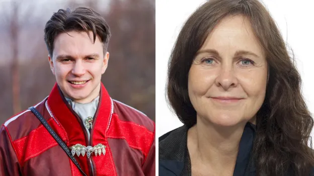 Et bilde av to mennesker. Fra venstre til h&oslash;yre har vi Julius Mihkkal Eriksen Lind og Solveig Rosseb&oslash;.