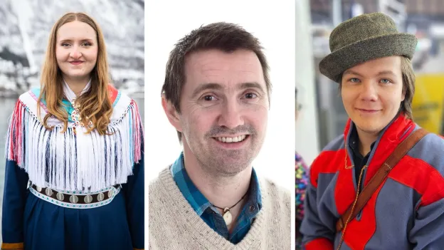 Et bilde av tre personer. Fra venstre til h&oslash;yre har vi Tora Gaupseth, Torjer Olsen og Juh&aacute;n Nikolaus Wuolab Wollberg.