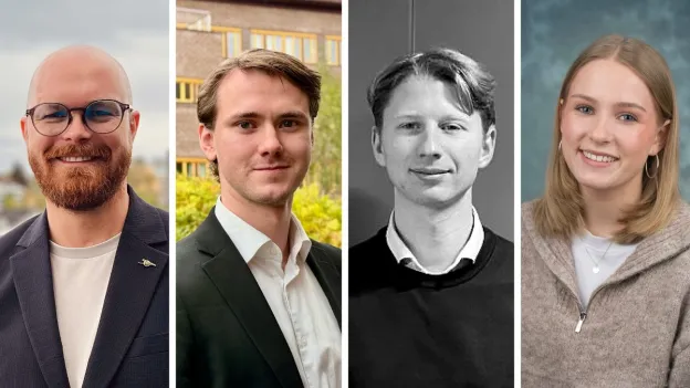 Et bilde av fire mennesker. Fra venstre til h&oslash;yre har vi Viljar Hanssen, Brage Bolstad-Andreassen, Theodor Bjerke og Nemi Schott.