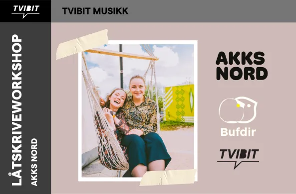 Beige bakgrunn med et bilde av to mennesker i midten. Til venstre siden st&aring;r det "L&aring;skriveworkshop, akksnord".